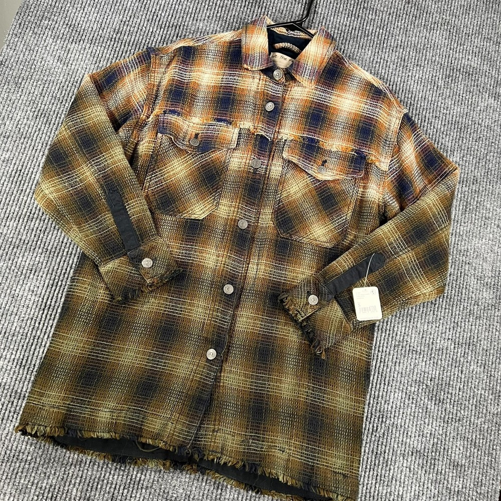 Free People We The Free Top Womens Small Plaid Long Sleeve Button Up New